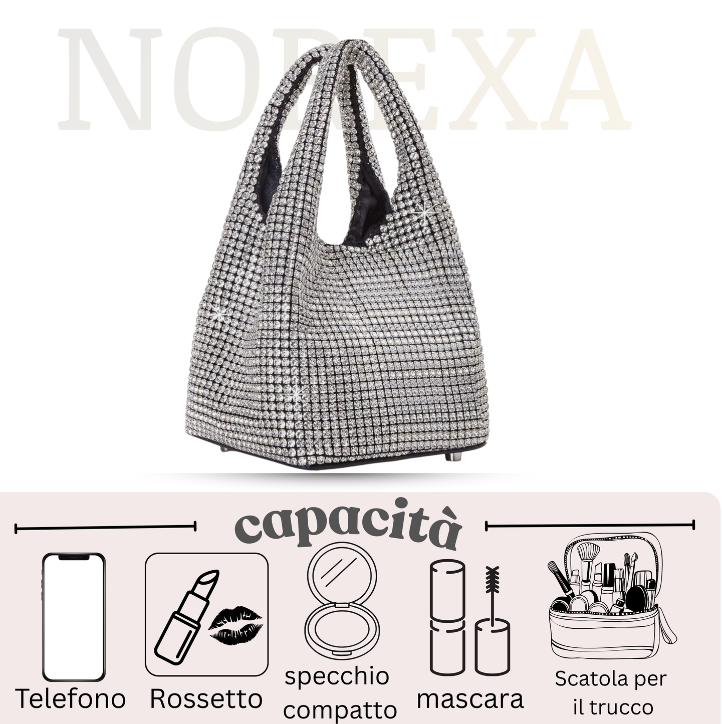 Borsa Elegante con Cristalli Scintillanti – Stile e Lusso per Ogni Occasione