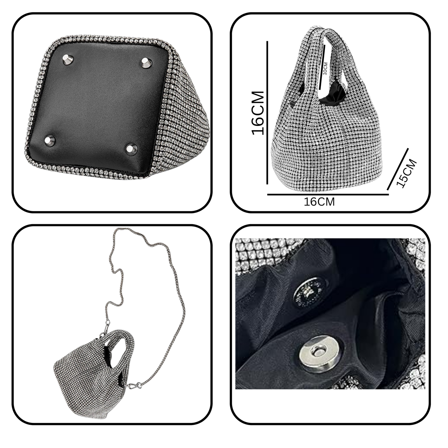 Borsa Elegante con Cristalli Scintillanti – Stile e Lusso per Ogni Occasione